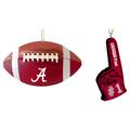 The Memory Company Alabama Crimson Tide Football & Foam Finger Ornament Two-Pack