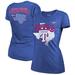 Women's Majestic Threads Royal Texas Rangers 2023 World Series Champions Local Ground Rules Roster Tri-Blend Fitted T-Shirt