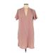 Lush Casual Dress - Shift Plunge Short sleeves: Pink Dresses - Women's Size Medium