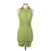 Shein Cocktail Dress - Bodycon High Neck Sleeveless: Green Solid Dresses - Women's Size Medium