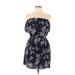 Mossimo Supply Co. Casual Dress - Mini Strapless Short sleeves: Black Print Dresses - Women's Size Large