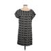 Lou & Grey Casual Dress - Mini Scoop Neck Short sleeves: Black Grid Dresses - Women's Size Medium