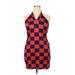 Shein Casual Dress - Mini Halter Sleeveless: Red Checkered/Gingham Dresses - Women's Size 1X