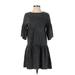 Topshop Casual Dress - DropWaist Crew Neck 3/4 sleeves: Gray Solid Dresses - Women's Size 4