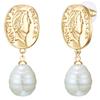 Lulu & Jane Perlen-Ohrhänger Messing Muschelkernperle in Gelbgold 42,9 mm Damen