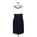 Studio One Casual Dress - Sheath Scoop Neck Sleeveless: Blue Color Block Dresses - Women's Size 8