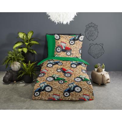 Kinderbettwäsche GOOD MORNING "Cas", bunt (multi), B/L: 135cm x 200cm, , Renforcé, B/L: 80cm x 80cm, Renforcu00e9, Obermaterial: 100% Baumwolle, Bettwäsche, Baumwolle, 135x200, Reißverschluss, Wendeoptik, Kind, Junge, Traktor Image