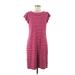 White House Black Market Casual Dress - Shift Crew Neck Short sleeves: Pink Print Dresses - Women's Size Medium