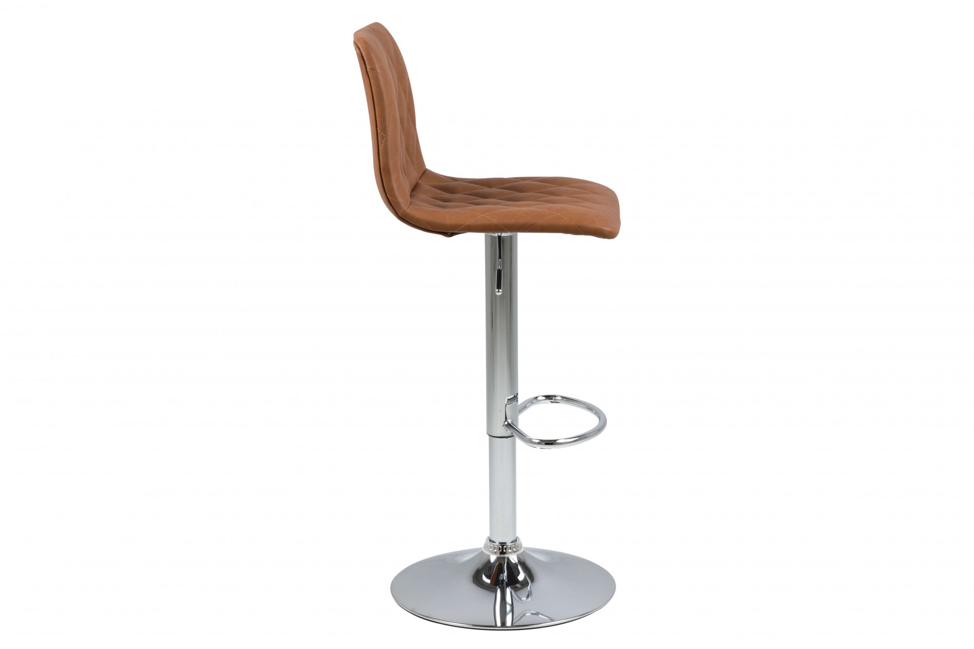 Barhocker ACTONA GROUP "Emu", braun (hellbraun), B:40cm H:110cm T:48,5cm, Hocker, Barstuhl, PU Lederoptik, Braun, Trompetenfuß, Sitzhöhe: 61-82 cm