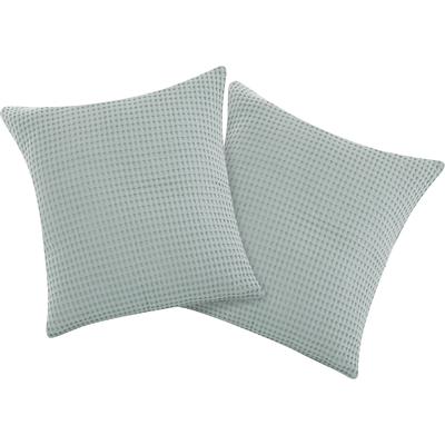 Kissenbezug ANDAS "Greta", grün (seegrün), B:50cm L:50cm, Baumwolle, Obermaterial: 100% Baumwolle, Kissenbezüge, in Waffelpiqué Optik, in vielen Farben erhältlich, Bezug in 50x50 cm Image