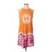 Marleylilly Casual Dress - Mini Crew Neck Sleeveless: Orange Tie-dye Dresses - Women's Size Medium