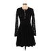 Maje Casual Dress - A-Line Plunge Long sleeves: Black Print Dresses - Women's Size Small