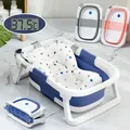 Folding Baby Bath Tub Portable Baby Shower Tubs With Temperature Sensing Non-slip Cushion Newborn