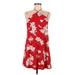 Essue Casual Dress - A-Line Halter Sleeveless: Red Print Dresses - Women's Size Medium