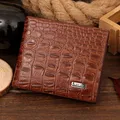 Crocodile Grain Genuine + PU Leather Short Design Wallet Fashion Coin Money Bag Card Holder Carteira