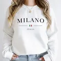 Felpa con stampa lettera Milano moda donna felpa con cappuccio da viaggio autunno inverno da donna