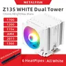 Z135 All White CPU Cooler con 6 HeatPipes supporto 1700/1200/115x/AM4 efficiente 4pin PWM ARGB Fan