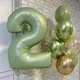 32/40 Zoll Vintage grüne Zahl Ballon mit Retro grünen Luftballons für alles Gute zum Geburtstag