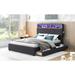 Full Size Upholstered Platform Bed with Storage Headboard and 2 Drawers, Headboard with LED Light and USB Charging