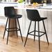 LUE BONA Metal Frame Bar Stools Counter Height Stools with Faux Leather Seat (Set of 2)