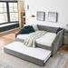 Full Upholstered Tufted Daybed w/ Pull-out Trundle Sofa Bed, Grey