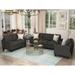 3 Pieces Sofa w/ Flared Arms Sofa, Chaise Lounges, Single Chair, Black