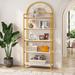 5 Tier Bookshelf White and Gold Arched Freestanding Bookshelf Bookcase