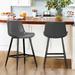 LUE BONA Metal Frame Bar Stools Counter Height Stools with Faux Leather Seat (Set of 2)