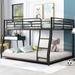 Metal Floor Bunk Bed, Twin XL or Full XL Over Queen, Modern Bunk Bed Frame with Unique Curved Ladder