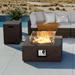 COSIEST 3-Piece Outdoor Square Fire Pit w Wind Guard, Tank Table - 28"W x 28"L x 12"H