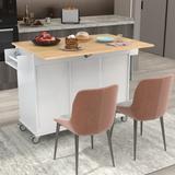 Rolling Kitchen Island with Drop Leaf, Movable Kitchen Carts on Wheels with Storage Cabinet, Island Table with Rack and Drawer