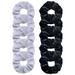 Hair Ties Satin Scrunchy - Hair Elastics Bands Ponytail Holder Pack of Neutral Scrubchy Hair Accessories Women Girls White+black