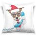 Hidove Jack Russell Dog On The Phone Velvet Oblong Lumbar Plush Throw Pillow Cover/Shams Cushion Case - 20 x 20 - Decorative Invisible Zipper Design for Couch Sofa Pillowcase Only