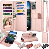 NJJEX Wallet Case for iPhone 15 Plus 6.7 2023 for iPhone 15 Plus Case [9 Card Slots] PU Leather ID Credit Holder Folio Flip [Detachable] Kickstand Magnetic Phone Cover & Lanyard [Rose Gold]