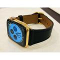 Custom 24K Gold Plated 44mm iWatch SERIES 5 with Black Leather Band GPS+LTE (2019 Release)