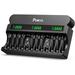 POWXS Rechargeable AA AAA 9V Battery Charger with 1800mA High-Speed 12 Bay Independent Battery Charger for 1.2V Ni-MH Ni-CD AA AAA 9V Rechargeable Batteries and 9V Lithium ion(Include AC Cable)