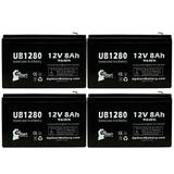 4x Pack - Compatible CYBERPOWER CP1500AVRLCD Battery - Replacement UB1280 Universal Sealed Lead Acid Battery (12V 8Ah 8000mAh F1 Terminal AGM SLA) - Includes 8 F1 to F2 Terminal Adapters