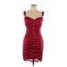 Love Tease Cocktail Dress - Bodycon Plunge Sleeveless: Red Print Dresses - Women's Size 13