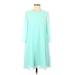 Eva Mendes by New York & Company Casual Dress - A-Line Crew Neck 3/4 sleeves: Blue Print Dresses - Women's Size X-Small