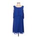 Jessica Simpson Casual Dress - Shift Scoop Neck Sleeveless: Blue Print Dresses - Women's Size 10