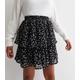 Girls Black Ditsy Print Tiered Mini Skirt New Look