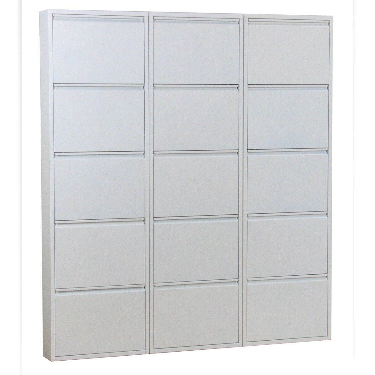Pisa Schuhschrank mit 15 Klappen/ Türen in Metall weiss. Fertig montiert. Image