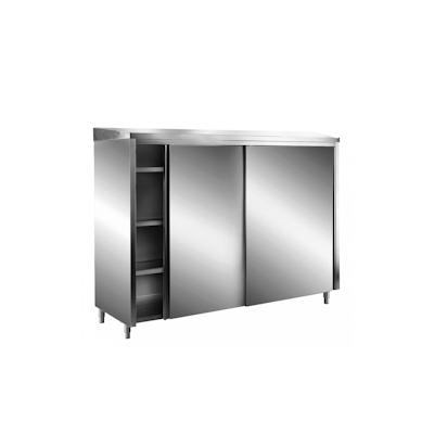 Saro Edelstahl-Lagerschrank mit Schiebetüren AISI 430, Schrägdach, Breite 1400mm, Tiefe 700mm Image