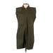 Casual Dress - Shirtdress High Neck Sleeveless: Green Print Dresses - Women's Size 6