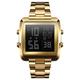 JTTM Men's Digital Multi-Function Watches Stainless Steel Square Case Dual Time Alarm Stopwatch Countdown Backlight Waterproof Watch,Gold