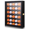 30 Golf Ball Display Case 14" x 10.6" x 3" Golf Ball Holder Lockable Wall Mount Golf Ball Case Solid Golf Ball Display Rack Cabinet with Acrylic Door for Counter Golfer Gift Golf Enthusiasts, Black
