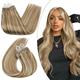 Ugeat Micro Ring Hair Extensions 45cm Micro Ring Hair Extensions Real Human Hair #P10/613 Remy Micro Beads Hair Extensions Human Hair Golden Brown with Bleach Blonde 50Grams