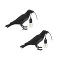 Black Birds Table Lamps Resin Crow Desk LED Lamp E27 Base Modern Raven Art Deco Bedside Decor Plug in Cord Table Lamps for Bedroom, Office, College Dorm, Right Black Wall (Pack 2)