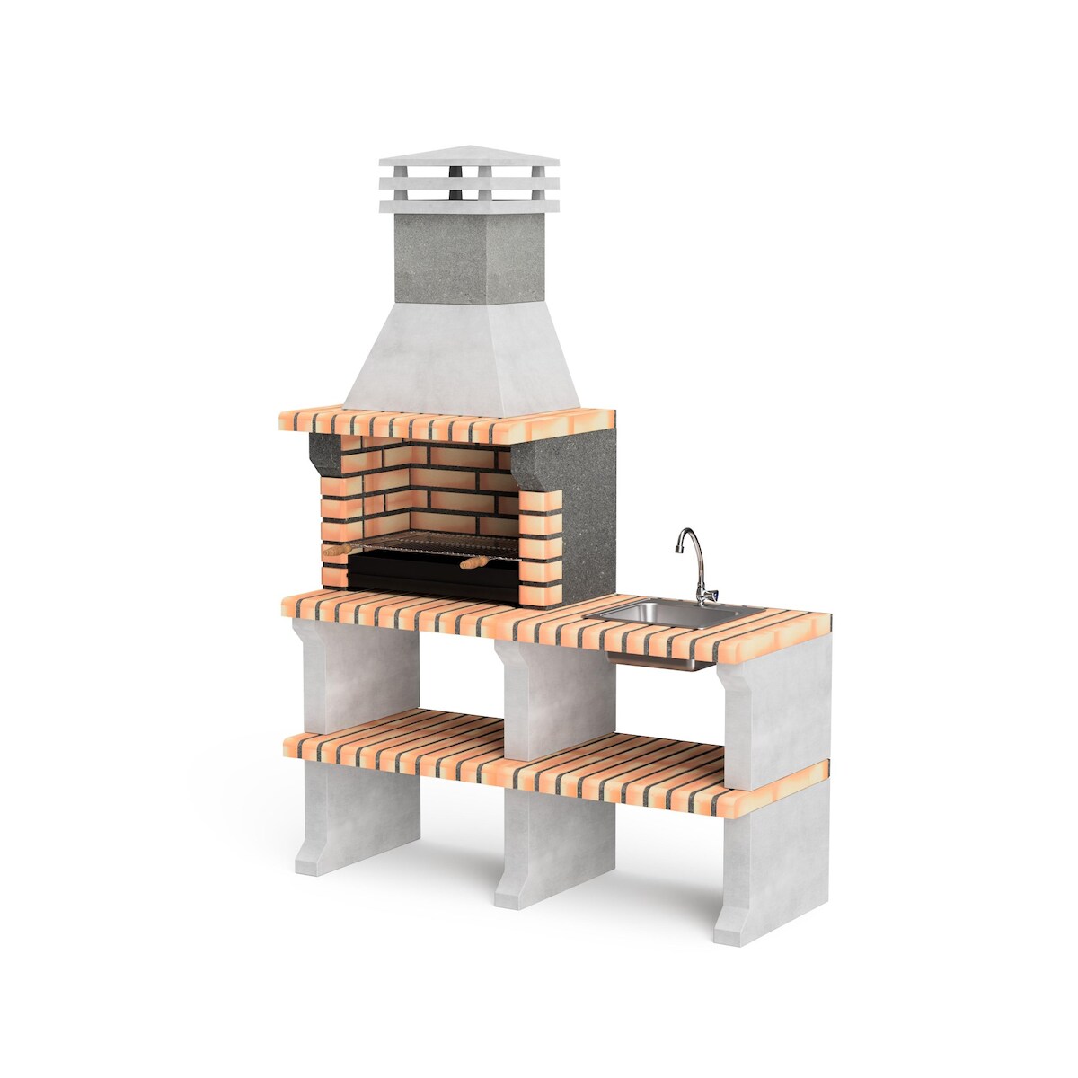 MOVELAR Grill Liz Plux XL, mit Arbeitsfläche mit Spüle und Wasserhahn, aus farbigem Ziegelstein Image