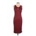 I. Joah Casual Dress - Midi Scoop Neck Sleeveless: Red Print Dresses - Women's Size Large